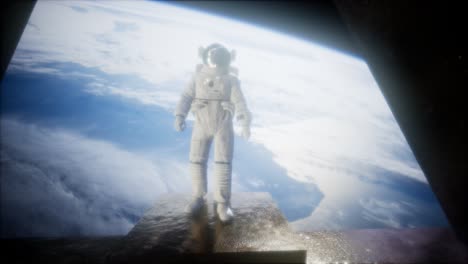 Astronauta-En-La-Estación-Del-Observatorio-Espacial-Cerca-De-La-Tierra